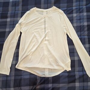 Athleta White Crewneck Long Sleeve Tee